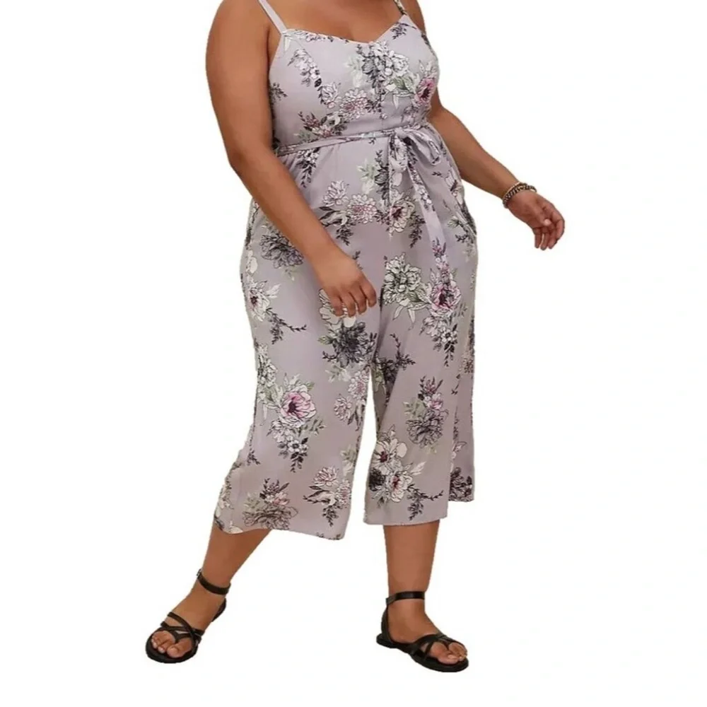 Torrid Floral Lavender Jumpsuit size 3 - Picture 1 of 6